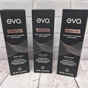 Evo Sensitive Anti-Cavity Fluoride Toothpaste Sweet Mint 3.5oz Lot of 3 Exp 2028